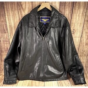 Airborne Leathers Genuine Leather Mens Leather BLACK Bomber Jacket Flight XLARGE